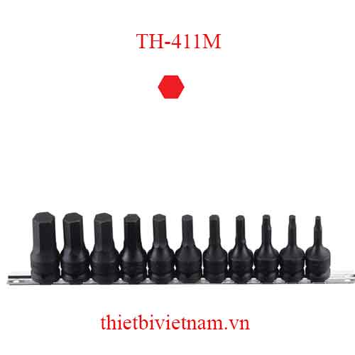 BỘ KHẨU 1/2 INCH ĐẦU VÍT LỤC GIÁC 11 CHIẾC HỆ MÉT HÃNG GENIUS TH-411M