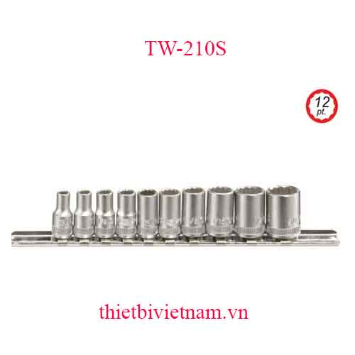 BỘ KHẨU 1/4 INCH 10 CHIẾC HỆ INCH (12 CẠNH) GENIUS MODEL TW-210S