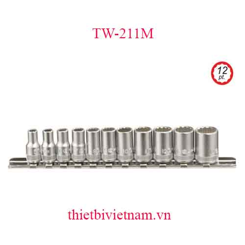 BỘ KHẨU 1/4 INCH 11 CHIẾC HỆ MÉT (12 CẠNH) GENIUS MODEL TW-211M
