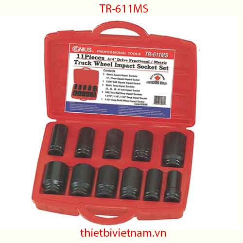 BỘ KHẨU 3/4 INCH 11 CHIẾC CHUYÊN DÙNG SỬA CHỮA XE Ô TÔ HÃNG GENIUS MODEL TR-611MS