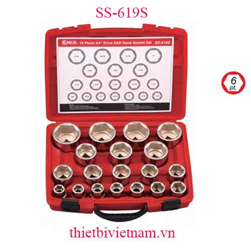 BỘ KHẨU 3/4 INCH 19 CHIẾC HỆ INCH HÃNG GENIUS SS-619S