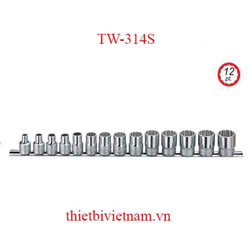 BỘ KHẨU 3/8 INCH 14 CHIẾC HỆ INCH (12 CẠNH) GENIUS MODEL TW-314S