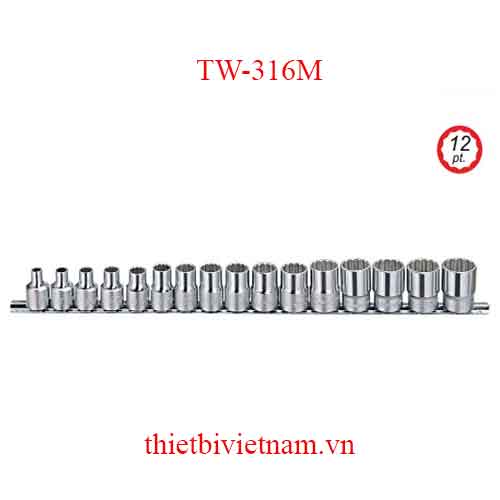 BỘ KHẨU 3/8 INCH 16 CHIẾC HỆ MÉT (12 CẠNH) HÃNG GENIUS MODEL TW-316M