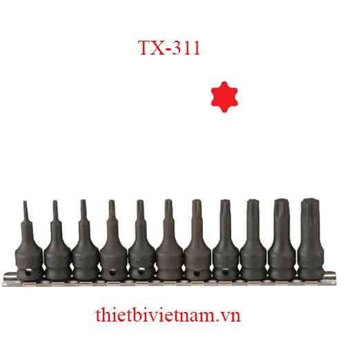 BỘ KHẨU 3/8 INCH ĐẦU VÍT HÌNH SAO 6 ĐỈNH 11 CHIẾC HÃNG GENIUS TX-311