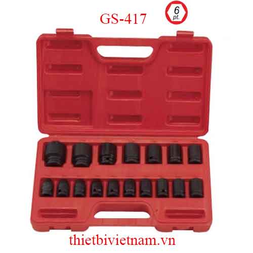 BỘ KHẨU DÙNG CHO SÚNG 1/2 INCH 17 CHIẾC HỆ MÉT DẢI TỪ 8-30MM GS-417