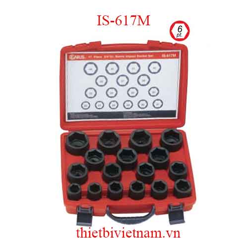 BỘ KHẨU DÙNG CHO SÚNG 3/4 INCH 17 CHIẾC HỆ MÉT DẢI TỪ 26MM-46MM GENIUS MODEL IS-617M