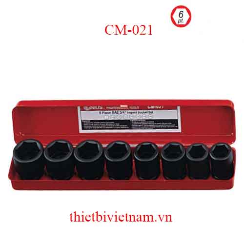 BỘ KHẨU DÙNG CHO SÚNG 3/4 INCH 8 CHIẾC HỆ INCH GENIUS MODEL CM-021