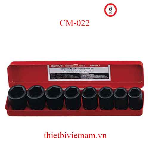 BỘ KHẨU DÙNG CHO SÚNG 3/4 INCH 8 CHIẾC HỆ MÉT CM-022