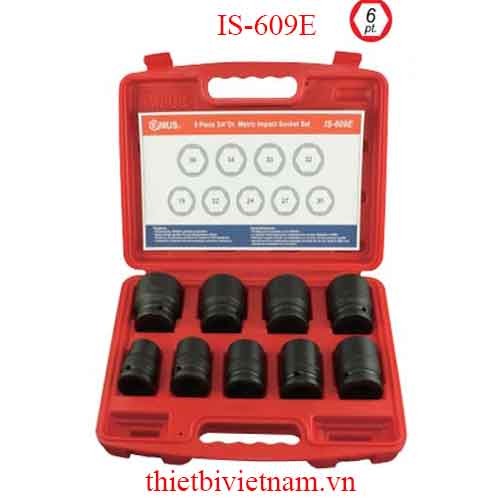 BỘ KHẨU DÙNG CHO SÚNG 3/4 INCH 9 CHIẾC HỆ MÉT IS-609E