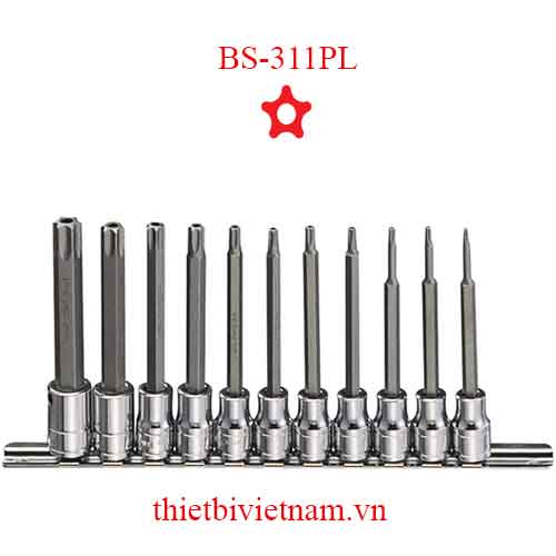 BỘ KHẨU KHẨU 3/8 INCH ĐẦU VÍT HÌNH SAO 5 ĐỈNH CÓ LỖ 11 CHIẾC HÃNG GENIUS BS-311PL