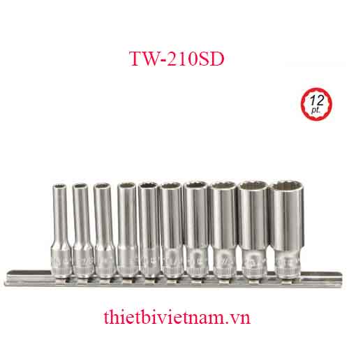 BỘ KHẨU LOẠI DÀI 1/4 INCH 10 CHIẾC HỆ INCH (12 CẠNH) GENIUS MODEL TW-210SD