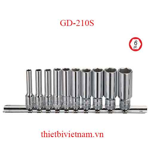 BỘ KHẨU LOẠI DÀI 1/4 INCH 10 CHIẾC HỆ INCH GENIUS MODEL GD-210S