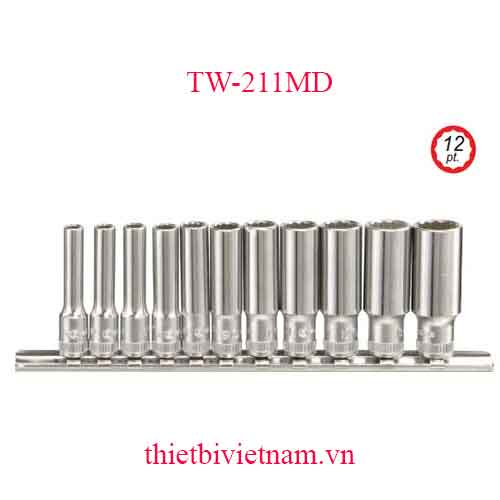BỘ KHẨU LOẠI DÀI 1/4 INCH 11 CHIẾC HỆ MÉT (12 CẠNH) GENIUS MODEL TW-211MD