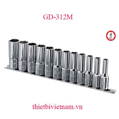 BỘ KHẨU LOẠI DÀI 3/8 INCH 12 CHIẾC HỆ MÉT GENIUS MODEL GD-312M