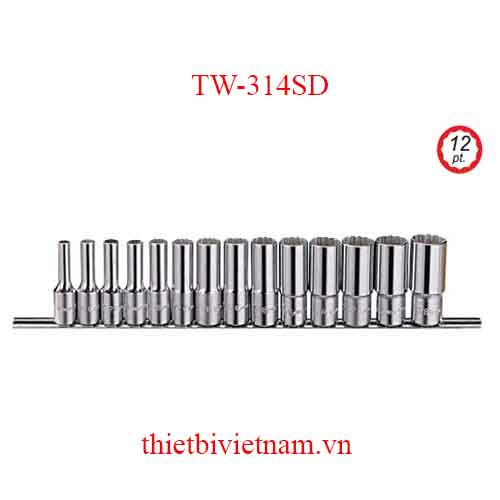BỘ KHẨU LOẠI DÀI 3/8 INCH 14 CHIẾC HỆ INCH (12 CẠNH) HÃNG GENIUS TW-314SD