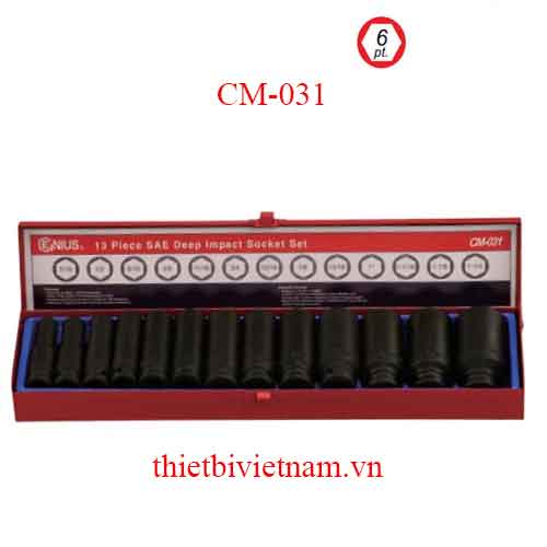 BỘ KHẨU LOẠI DÀI DÙNG CHO SÚNG 1/2 INCH 13 CHIẾC HỆ INCH CM-031