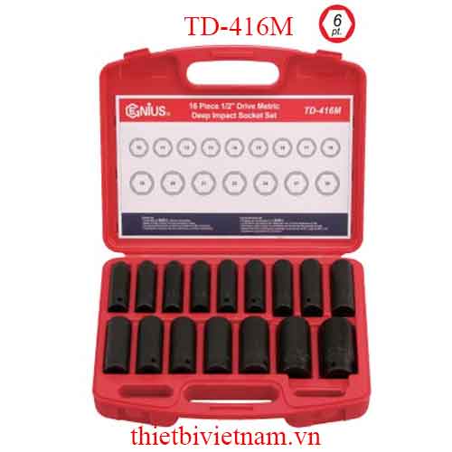 BỘ KHẨU LOẠI DÀI DÙNG CHO SÚNG 1/2 INCH 16 CHIẾC HỆ MÉT TD-416M