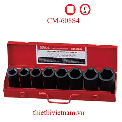 BỘ KHẨU LOẠI DÀI DÙNG CHO SÚNG 3/4 INCH 8 CHIẾC HỆ INCH CM-608S4