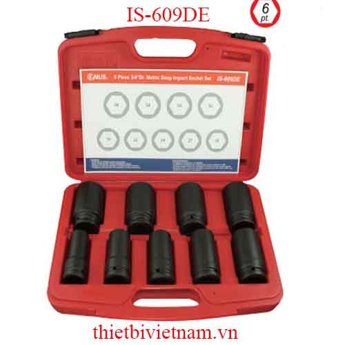 BỘ KHẨU LOẠI DÀI DÙNG CHO SÚNG 3/4 INCH 9 CHIẾC HỆ MÉT IS-609DE