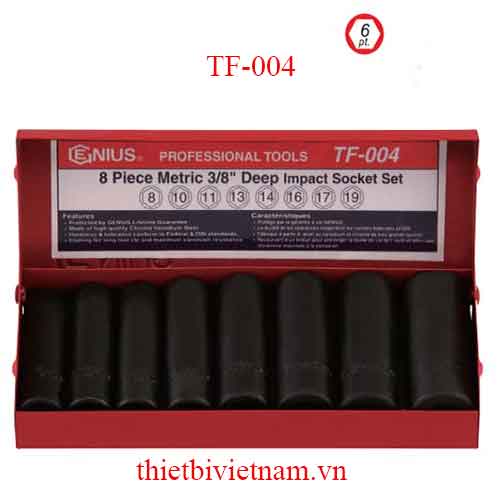 BỘ KHẨU LOẠI DÀI DÙNG SÚNG ĐẦU 3/8 INCH 8 CHIẾC HỆ MÉT TF-004
