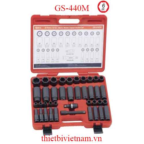 BỘ KHẨU LOẠI NGẮN LOẠI DÀI DÙNG CHO SÚNG 1/2 INCH 40 CHIẾC HỆ MÉT GS-440M