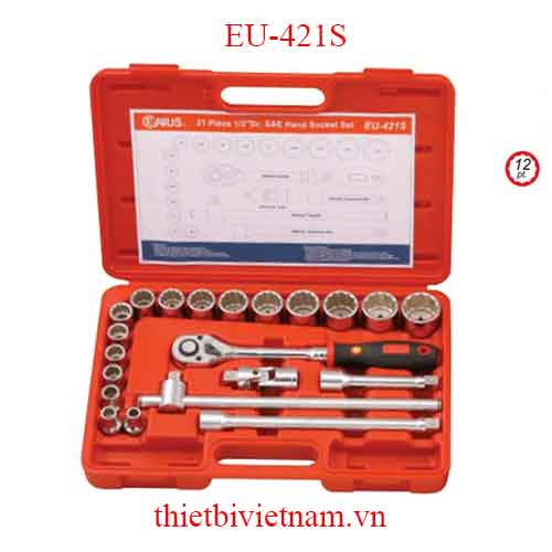 BỘ KHẨU TAY VẶN 1/2 INCH 21 CHIẾC HỆ INCH (12 CẠNH) HÃNG GENIUS EU-421S