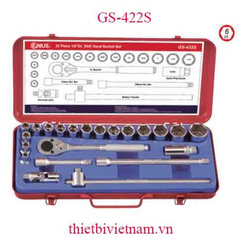 BỘ KHẨU TAY VẶN 1/2 INCH 22 CHIẾC HỆ INCH GENIUS MODEL GS-422S