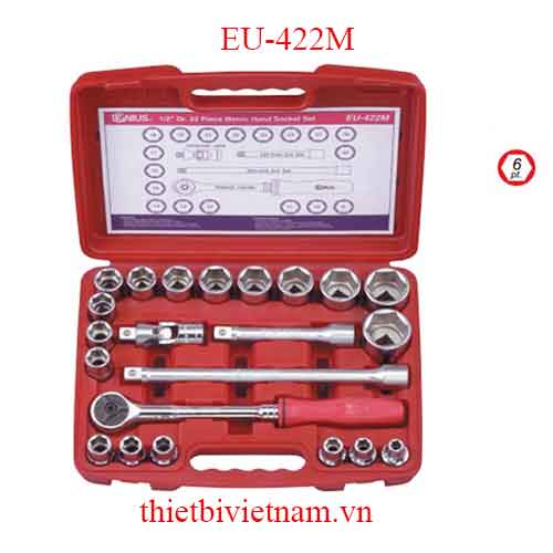 BỘ KHẨU TAY VẶN 1/2 INCH 22 CHIẾC HỆ MÉT HÃNG GENIUS MODEL EU-422M
