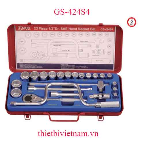 BỘ KHẨU TAY VẶN 1/2 INCH 23 CHIẾC HỆ INCH GENIUS MODEL GS-424S4