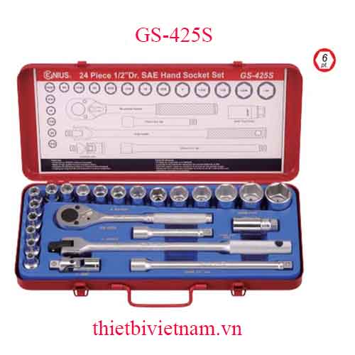 BỘ KHẨU TAY VẶN 1/2 INCH 24 CHIẾC HỆ INCH GENIUS MODEL GS-425S