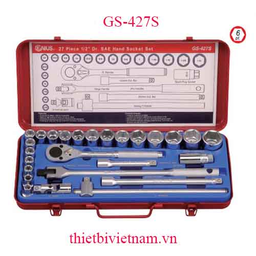 BỘ KHẨU TAY VẶN 1/2 INCH 27 CHIẾC HỆ INCH GENIUS MODEL GS-427S