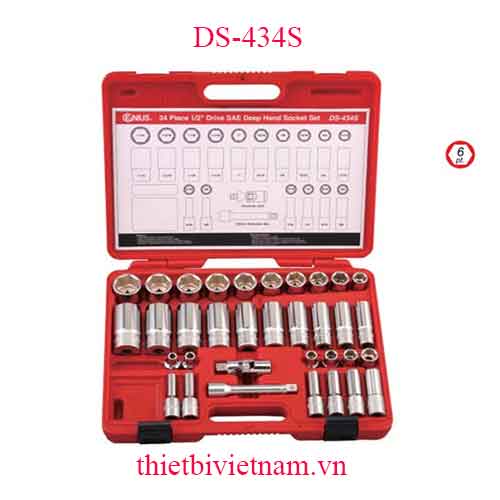 BỘ KHẨU TAY VẶN 1/2 INCH 34 CHIẾC HỆ INCH GENIUS MODEL DS-434S