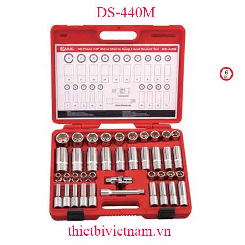 BỘ KHẨU TAY VẶN 1/2 INCH 40 CHIẾC HỆ MÉT GENIUS MODEL DS-440M