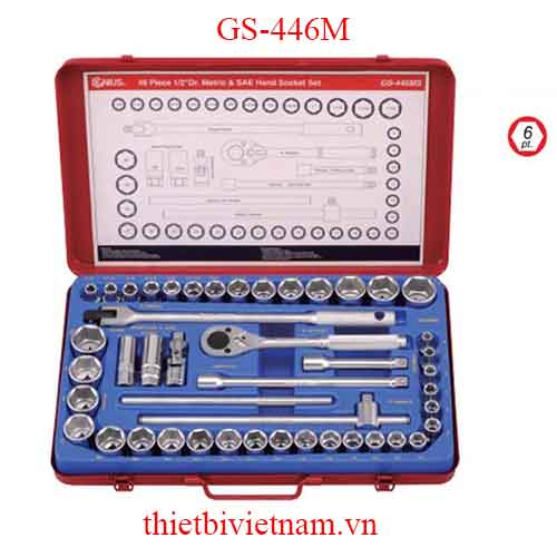 BỘ KHẨU TAY VẶN 1/2 INCH 46 CHIẾC HỆ MÉT VÀ HỆ INCH GENIUS GS-446M