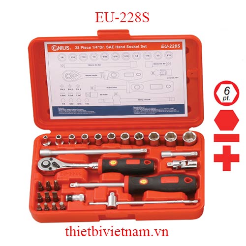 BỘ KHẨU TAY VẶN 1/4 INCH 28 CHIẾC HỆ INCH HÃNG GENIUS MODEL EU-228S