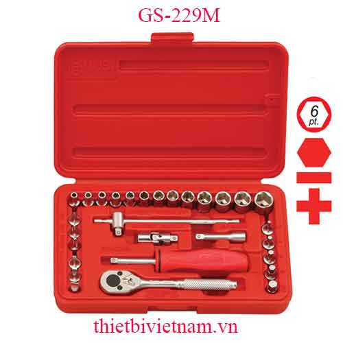 BỘ KHẨU TAY VẶN 1/4 INCH 29 CHIẾC HỆ MÉT HÃNG GENIUS MODEL GS-229M