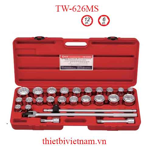 BỘ KHẨU TAY VẶN 3/4 INCH 26 CHIẾC HỆ MÉT VÀ HỆ INCH (6 VÀ 12 CẠNH) TW-626MS