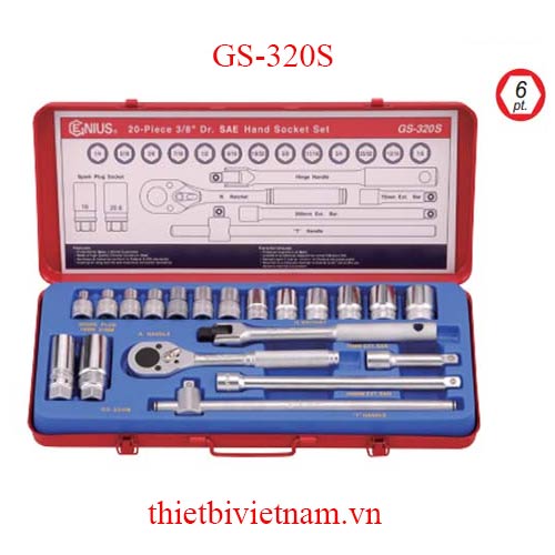 BỘ KHẨU TAY VẶN 3/8 INCH 20 CHIẾC HỆ INCH HÃNG GENIUS MODEL GS-320S