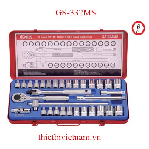 BỘ KHẨU TAY VẶN 3/8 INCH 32 CHIẾC HỆ MÉT VÀ HỆ INCH HÃNG GENIUS MODEL GS-332MS