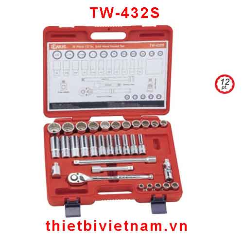 BỘ KHẨU TAY VẶN LOẠI NGẮN LOẠI DÀI 1/2 INCH 32 CHIẾC HỆ INCH (12 CẠNH) TW-432S