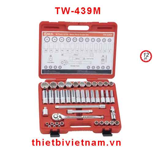 BỘ KHẨU TAY VẶN LOẠI NGẮN LOẠI DÀI 1/2 INCH 39 CHIẾC HỆ MÉT (12 CẠNH) TW-439M