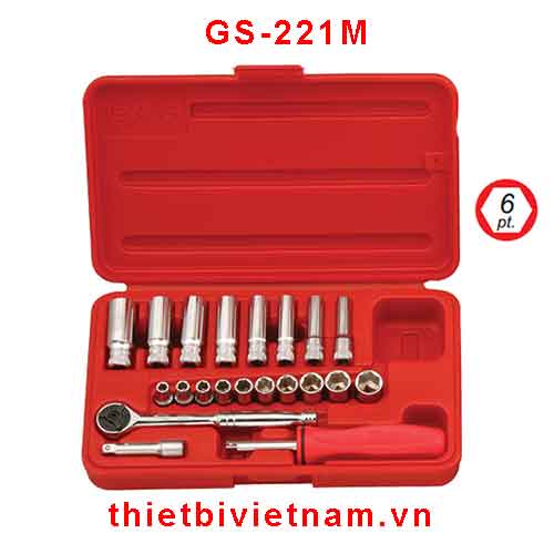 BỘ KHẨU TAY VẶN LOẠI NGẮN LOẠI DÀI 1/4 INCH 21 CHIẾC HỆ MÉT GS-221M