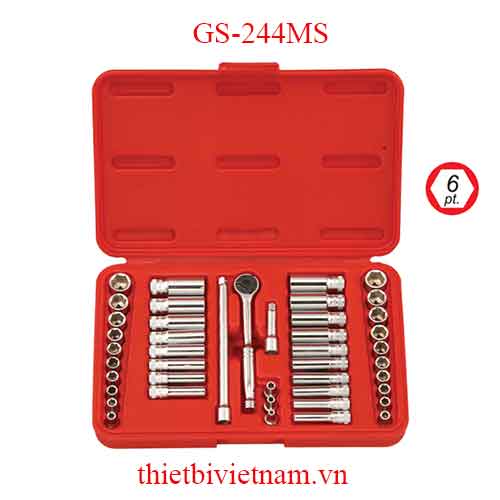 BỘ KHẨU TAY VẶN LOẠI NGẮN LOẠI DÀI 1/4 INCH 44 CHIẾC HỆ MÉT VÀ INCH 6 CẠNH GS-244MS