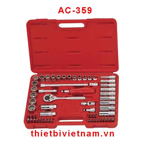 BỘ KHẨU TAY VẶN VÀ ĐẦU TUỐC NƠ VÍT 3/8 INCH 59 CHIẾC HỆ MÉT (12 CẠNH) AC-359