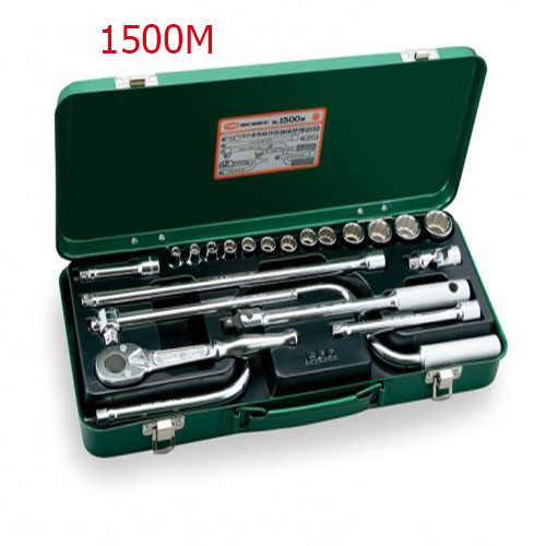 Bộ khẩu thân dài và Tay vặn cỡ 3/8'', 21 chi tiết