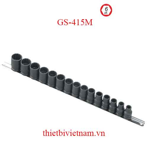BỘ KHẨU THÀNH MỎNG DÙNG CHO SÚNG 1/2 INCH 15 CHIẾC HỆ MÉT GS-415M