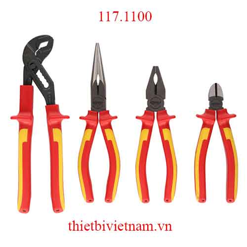 Bộ kìm cắt kẹp gắp 4 món cách điện VDE 1000V model 117.1100 KS Tools
