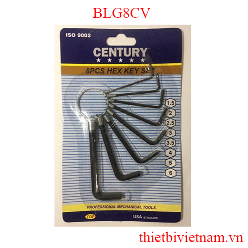 Bộ lục giác 8 cây vĩ ( sò 8 ) [ 1.5, 2, 2.5, 3, 4, 5, 5.5, 6 mm ] LG đen CENTURY BLG8CV