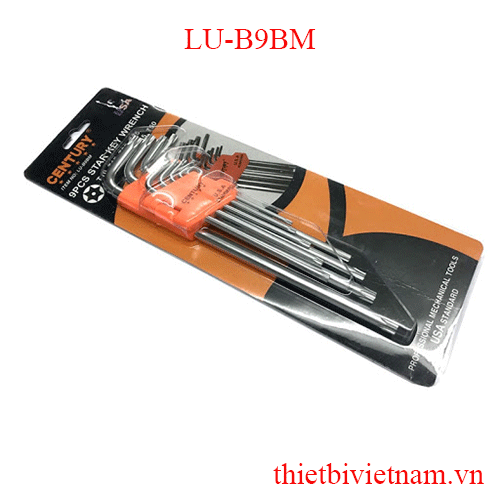 Bộ lục giác 9 cây bông mai [T10 , 15 , 20 , 25 , 27, 30, 40, 45 , 50]  Thân lục giác xi mờ, đầu bông mai có lỗ CENTURY LU-B9BM