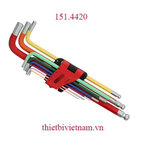 Bộ lục giác đầu bi siêu dài 9 cây nhiều màu model 151.4420 KS Tools